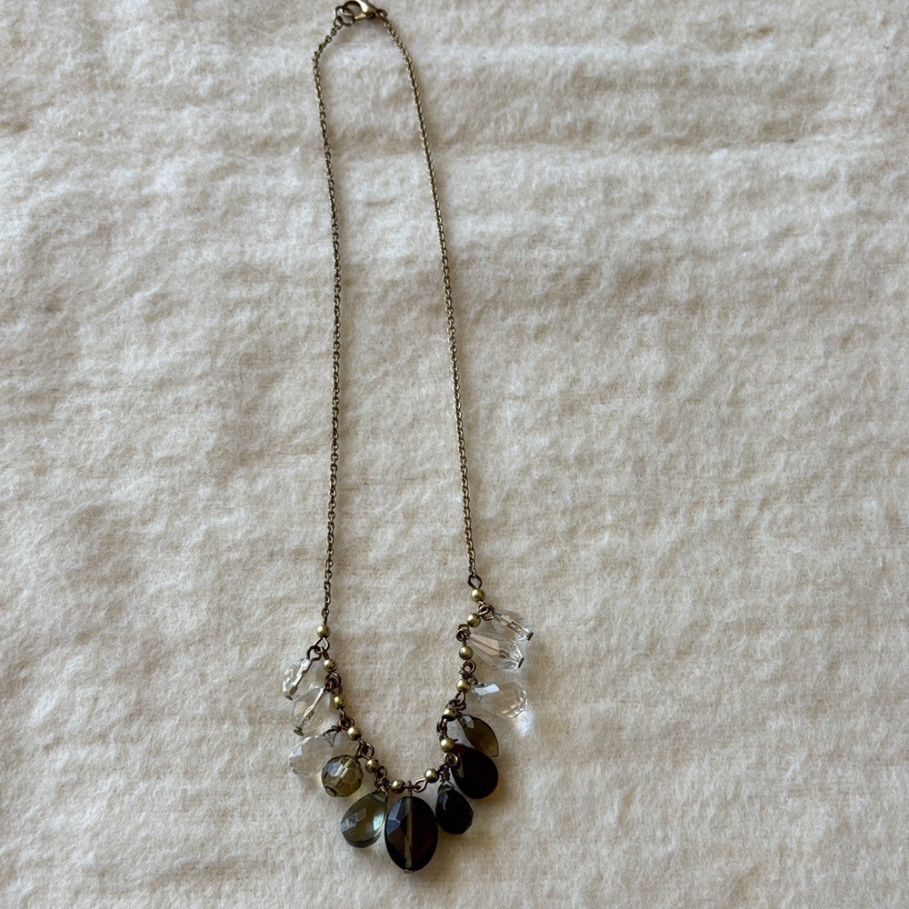 Elegant Gold and Green glass crystals Necklace